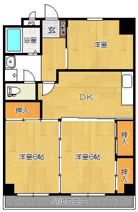 紫竹山ガーデンハイツ(3DK/3階)の間取り写真