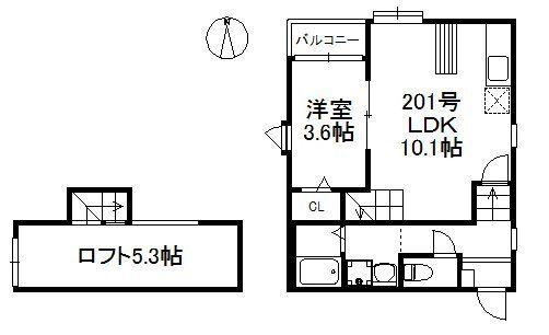 S1マリナ通 433(1LDK/2階)の間取り写真