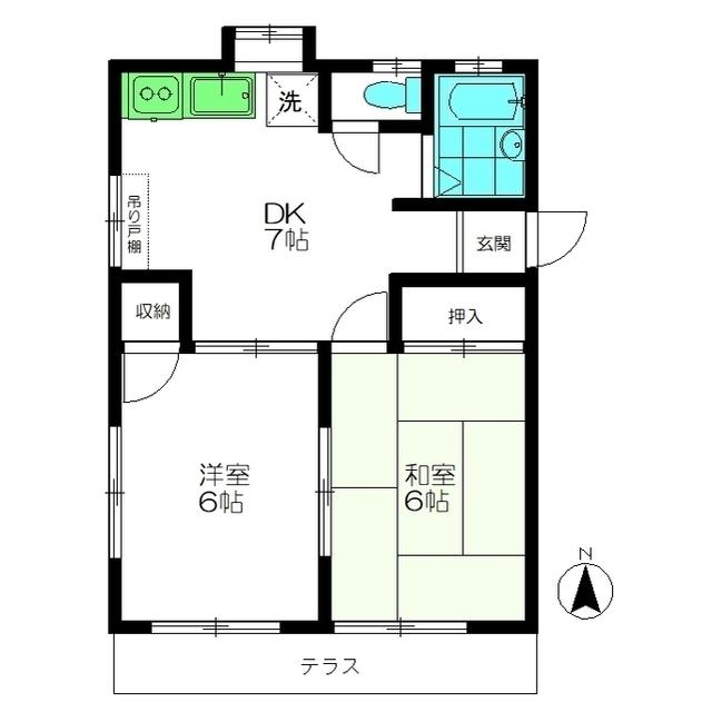 クレール久が原(2DK/1階)の間取り写真