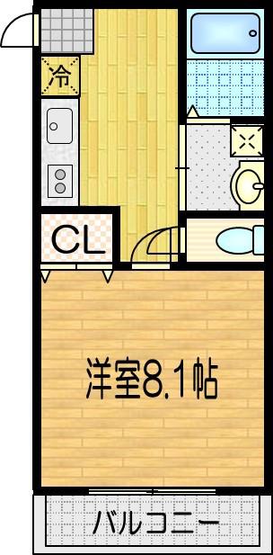 MESA VERDE 桂 A棟(1K/3階)の間取り写真