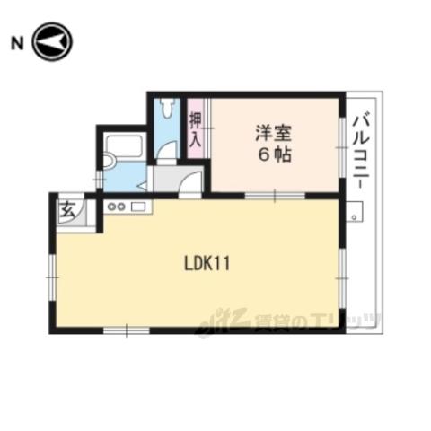 ハイツ堅田(1LDK/1階)の間取り写真