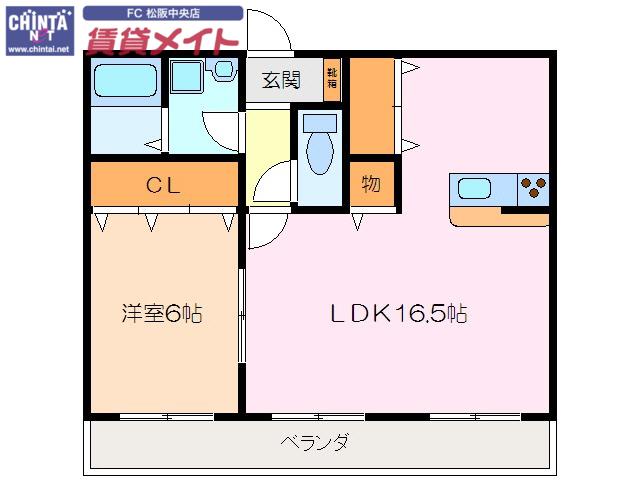 メゾンママ2(1LDK/2階)の間取り写真