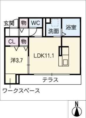 PRINTEMPS池下(1LDK/1階)の間取り写真
