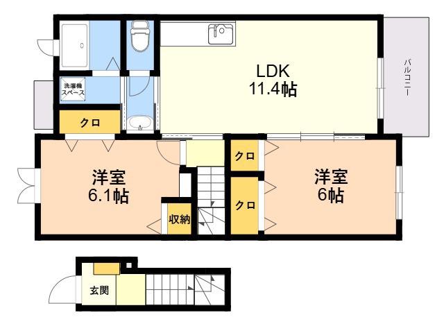 ガーベラⅡ(2LDK/2階)の間取り写真
