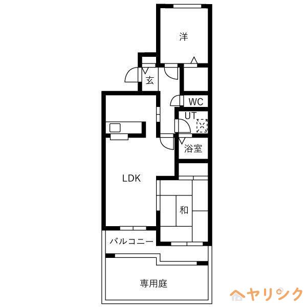 パークノヴァ貴船(2LDK/1階)の間取り写真