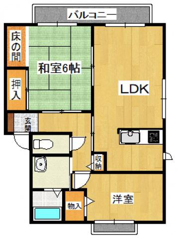 ディライト新家A棟(2LDK/2階)の間取り写真