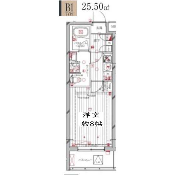REGALIZ洗足池(1K/4階)の間取り写真