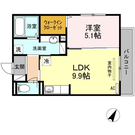 ラルーチェA(1LDK/3階)の間取り写真