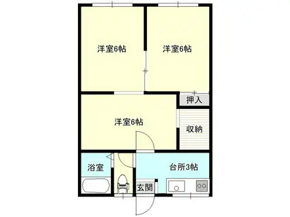 いわて銀河鉄道線 青山駅(岩手) 徒歩36分 2階建 築45年(3K/2階)の間取り写真