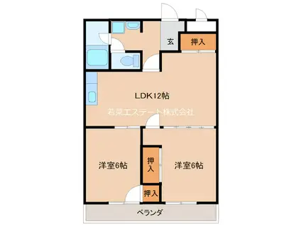 サンライズビル(2LDK/3階)の間取り写真