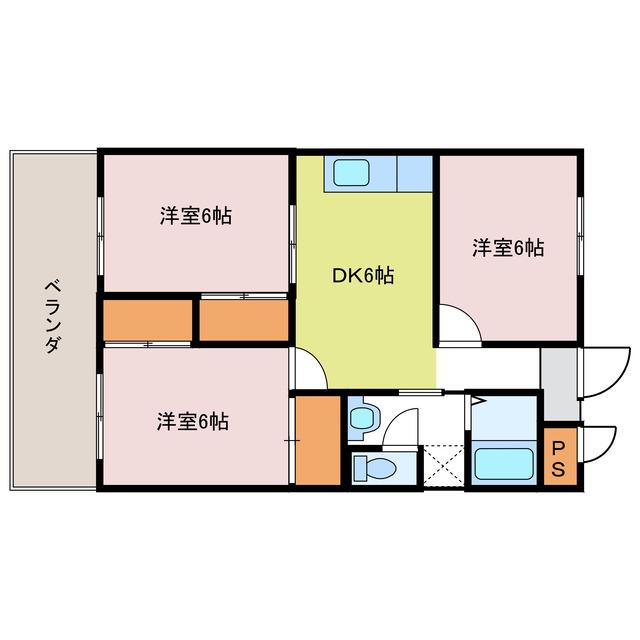 ジュネスKASUGA(3DK/3階)の間取り写真
