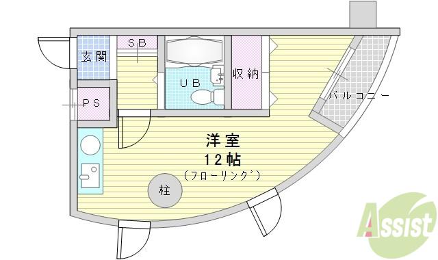 第6センリハイツ(ワンルーム/5階)の間取り写真