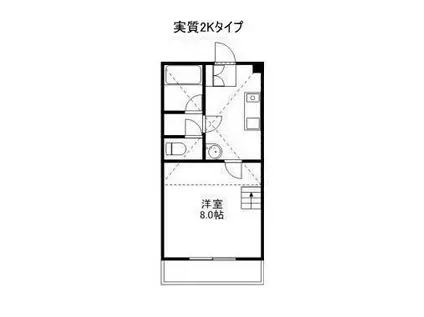 コスモビルII(1K/B1階)の間取り写真