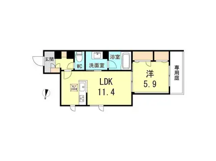 SHAMAISON DOI(1LDK/1階)の間取り写真