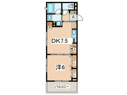 レジデンス横浜リバーサイド(1DK/7階)の間取り写真