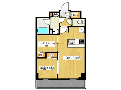 アジールコート山手動坂(1SLDK/2階)の間取り写真