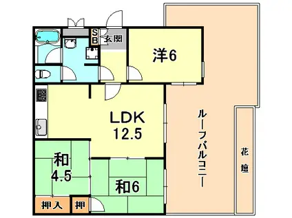 サンヴィラ六甲I号館(3LDK/2階)の間取り写真