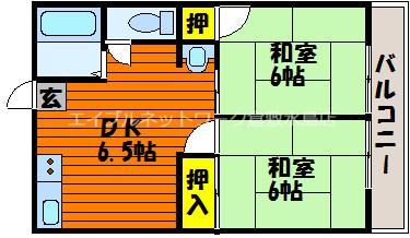シティハイムあかねA(2DK/1階)の間取り写真