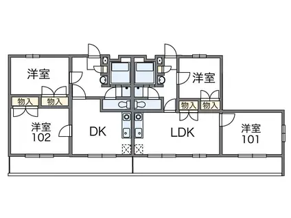 レオパレス翼IV(2DK/1階)の間取り写真