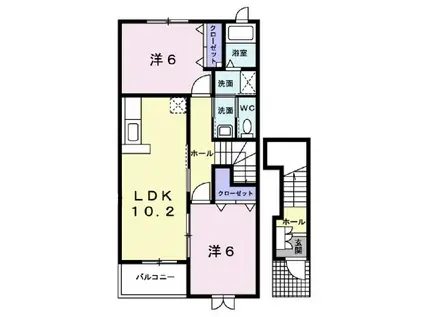 シャルマン フジサワ(2LDK/2階)の間取り写真