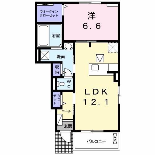 コリーヌメゾンA(1LDK/1階)の間取り写真