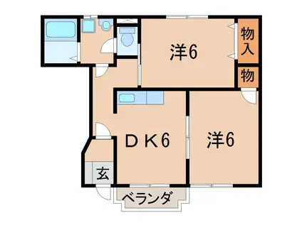 パレット(2DK/1階)の間取り写真