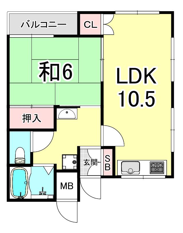 サンシャイン小林(1LDK/1階)の間取り写真