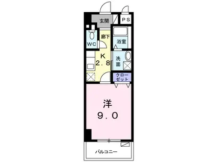 ゆちばな2泉崎(1K/2階)の間取り写真