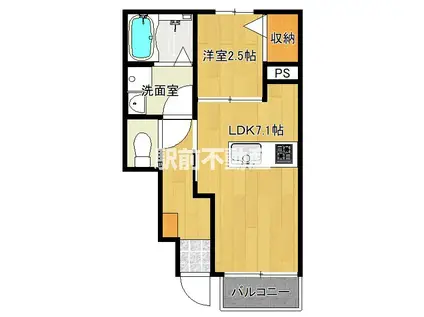 PREVOYANCE甘木II(1DK/1階)の間取り写真