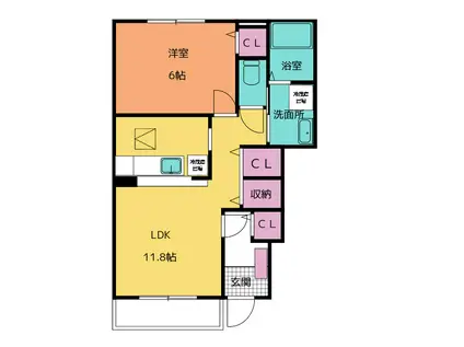 メッゾ マ-ヴェラスB(1LDK/1階)の間取り写真