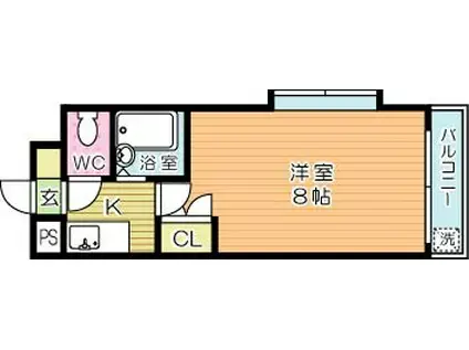 リファレンス到津(1K/2階)の間取り写真