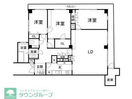 ドムス青山(3LDK/4階)の間取り写真