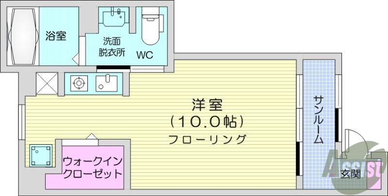 アンファミーユⅠ(1K/1階)の間取り写真