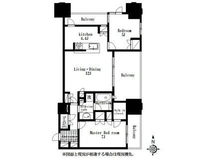 タワー・ザ・ファースト(2LDK/12階)の間取り写真