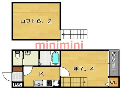 ISLAND BROTHERS ノース(1LDK/2階)の間取り写真