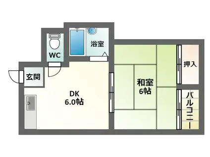 プレアール駒川II(1DK/5階)の間取り写真