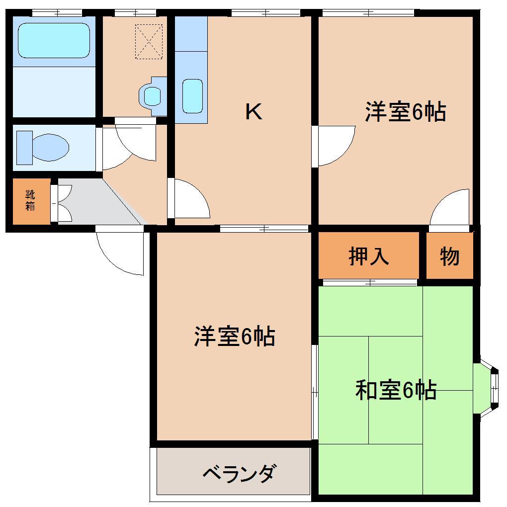 カームハイツ(3K/1階)の間取り写真