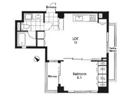 レジディア南雪谷(1LDK/2階)の間取り写真