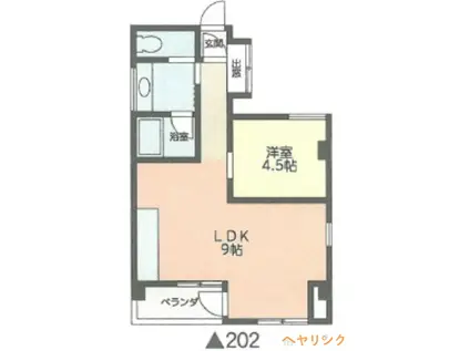 地下鉄鶴舞線 庄内通駅 徒歩6分 3階建 築49年(1LDK/2階)の間取り写真