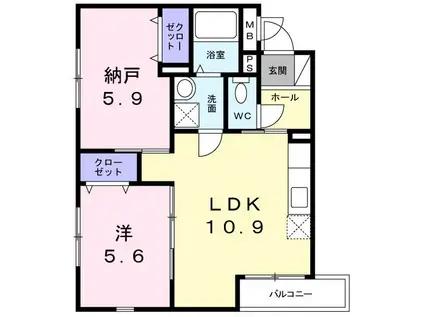 イルソーレ桂 I番館(1SLDK/1階)の間取り写真