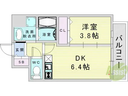 エスタート御幣島(1DK/2階)の間取り写真