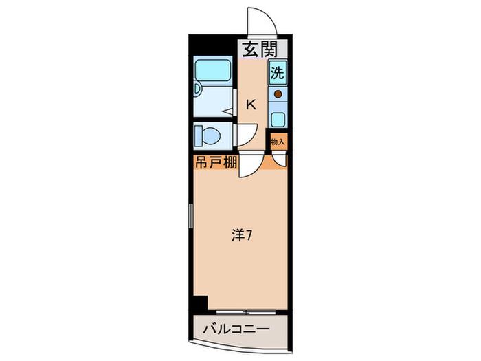 ヴァル浜崎通(1K/2階)の間取り写真