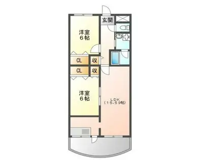 ロックベアーヒルズI(2LDK/2階)の間取り写真