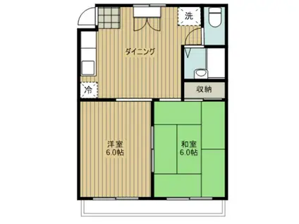 ふじ美ハイツ A棟(2DK/2階)の間取り写真