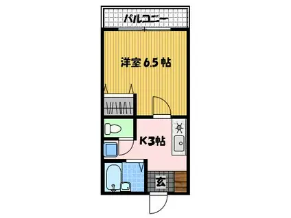 ピネイト南山手(1K/2階)の間取り写真