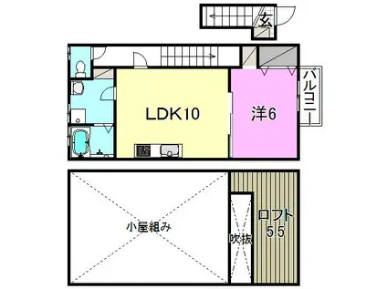 佐伯ビルディングス ナンバー15(1LDK/2階)の間取り写真