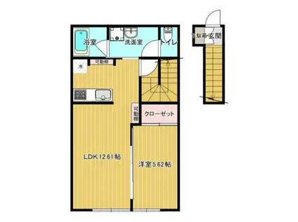 JERICHO A(1LDK/2階)の間取り写真