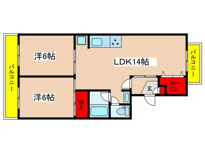 サンパーク平尾8号棟(2LDK/1階)の間取り写真