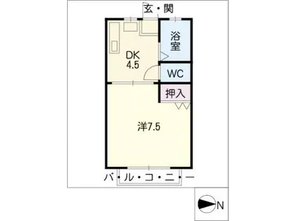 カレッジホームサンシティ(1DK/1階)の間取り写真