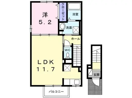 クラール東村 A(1LDK/2階)の間取り写真